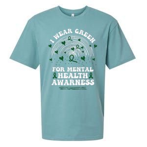 I Wear Green For Mental Health Awareness Green Ribbon Sueded Cloud Jersey T-Shirt