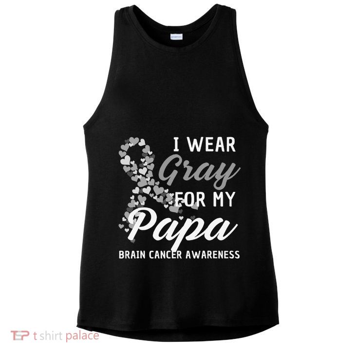 I Wear Gray For My Papa Brain Cancer Awareness Fight Grey Ladies PosiCharge Tri-Blend Wicking Tank