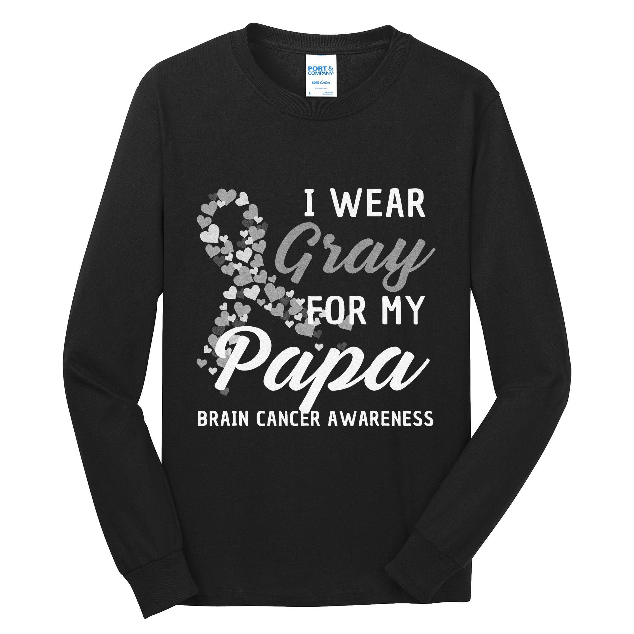 I Wear Gray For My Papa Brain Cancer Awareness Fight Grey Tall Long Sleeve T-Shirt