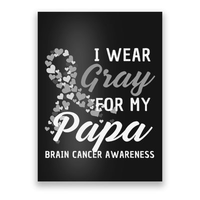 I Wear Gray For My Papa Brain Cancer Awareness Fight Grey Poster