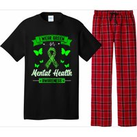 I Wear Green For Mental Health Awareness Ribbon Butterfly Pajama Set