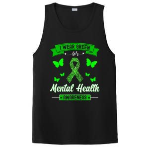 I Wear Green For Mental Health Awareness Ribbon Butterfly PosiCharge Competitor Tank