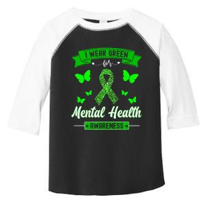 I Wear Green For Mental Health Awareness Ribbon Butterfly Toddler Fine Jersey T-Shirt