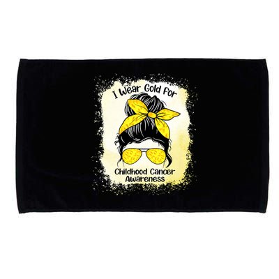 I Wear Gold For Childhood Cancer Awareness Shirts Messy Bun Microfiber Hand Towel