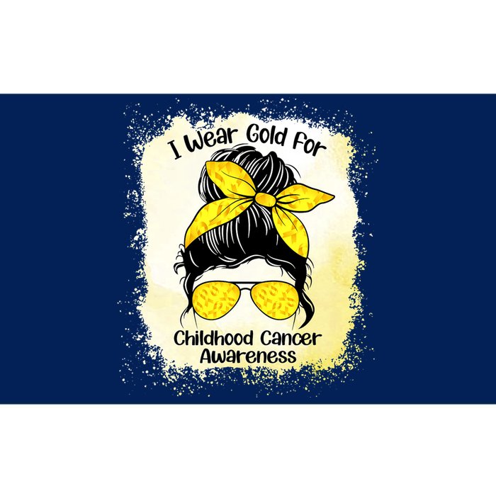 I Wear Gold For Childhood Cancer Awareness Shirts Messy Bun Bumper Sticker