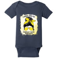 I Wear Gold For Childhood Cancer Awareness Shirts Messy Bun Baby Bodysuit