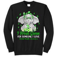 I Wear Green For Mental Health Awareness Ribbon Elephant Sweatshirt