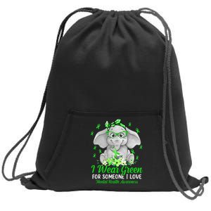 I Wear Green For Mental Health Awareness Ribbon Elephant Sweatshirt Cinch Pack Bag