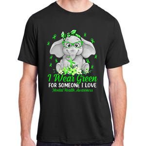 I Wear Green For Mental Health Awareness Ribbon Elephant Adult ChromaSoft Performance T-Shirt