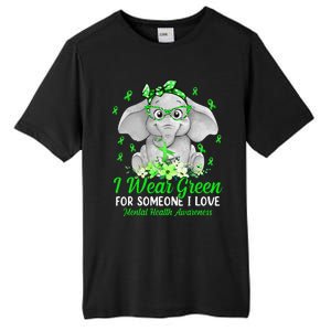 I Wear Green For Mental Health Awareness Ribbon Elephant Tall Fusion ChromaSoft Performance T-Shirt