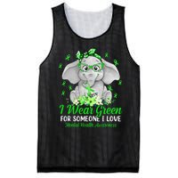 I Wear Green For Mental Health Awareness Ribbon Elephant Mesh Reversible Basketball Jersey Tank