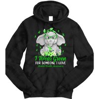 I Wear Green For Mental Health Awareness Ribbon Elephant Tie Dye Hoodie