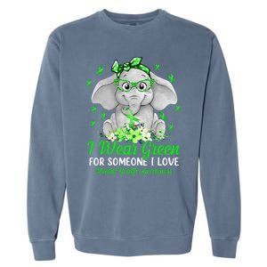 I Wear Green For Mental Health Awareness Ribbon Elephant Garment-Dyed Sweatshirt