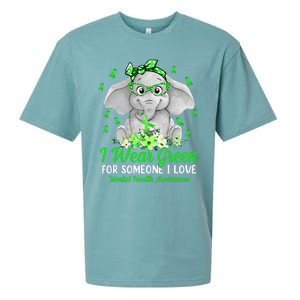 I Wear Green For Mental Health Awareness Ribbon Elephant Sueded Cloud Jersey T-Shirt