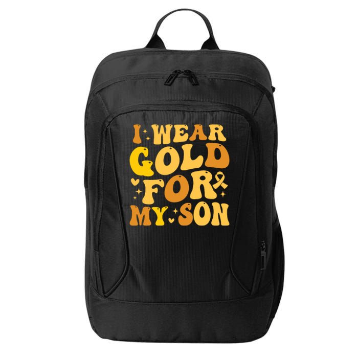 I Wear Gold For My Son Childhood Cancer Awareness City Backpack