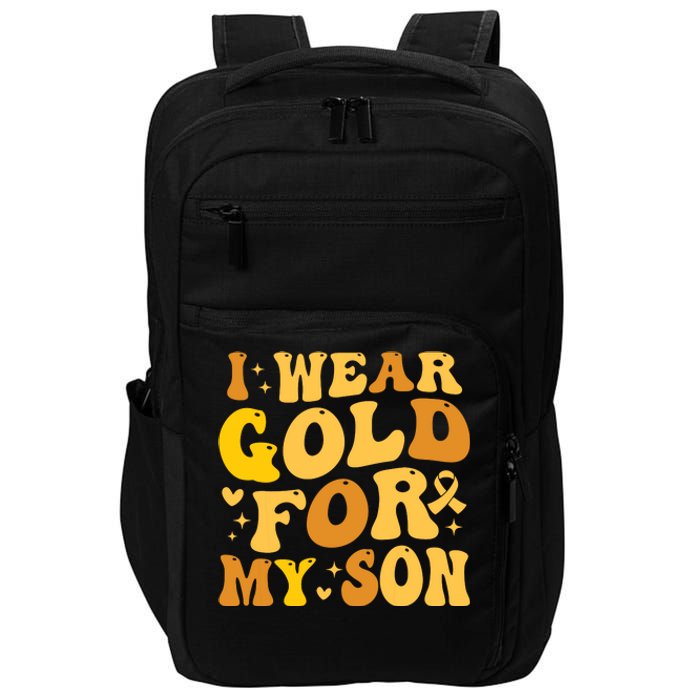 I Wear Gold For My Son Childhood Cancer Awareness Impact Tech Backpack