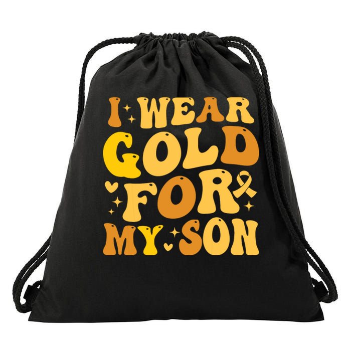 I Wear Gold For My Son Childhood Cancer Awareness Drawstring Bag