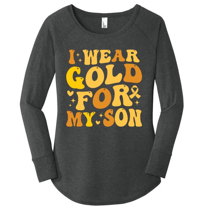 I Wear Gold For My Son Childhood Cancer Awareness Women's Perfect Tri Tunic Long Sleeve Shirt