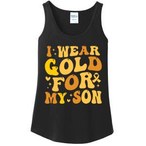 I Wear Gold For My Son Childhood Cancer Awareness Ladies Essential Tank