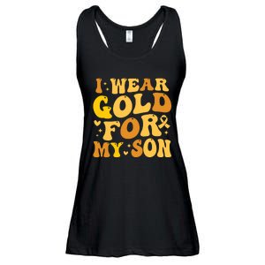 I Wear Gold For My Son Childhood Cancer Awareness Ladies Essential Flowy Tank