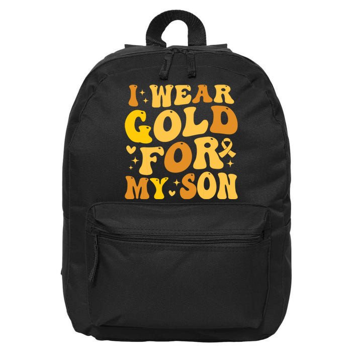 I Wear Gold For My Son Childhood Cancer Awareness 16 in Basic Backpack