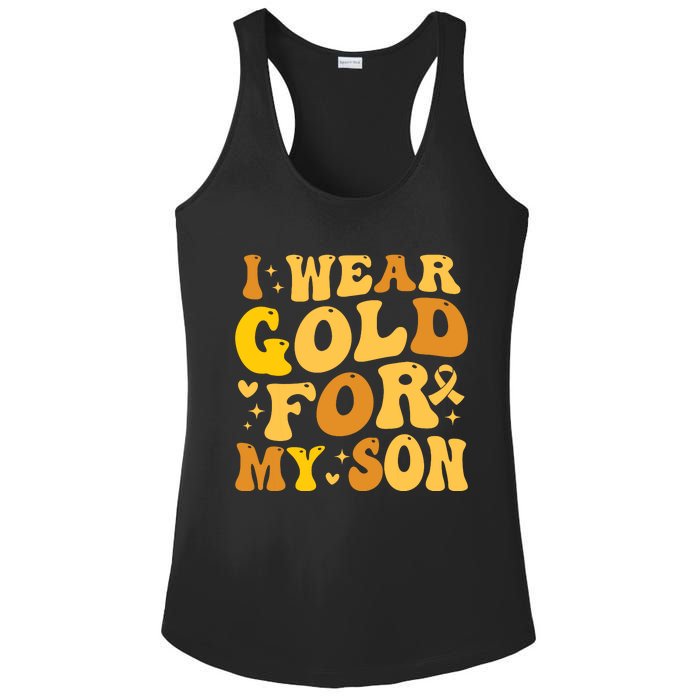 I Wear Gold For My Son Childhood Cancer Awareness Ladies PosiCharge Competitor Racerback Tank