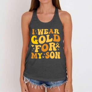 I Wear Gold For My Son Childhood Cancer Awareness Women's Knotted Racerback Tank