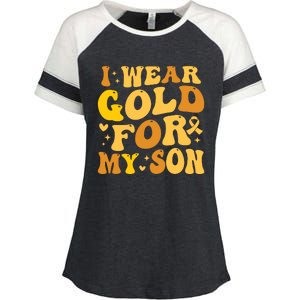 I Wear Gold For My Son Childhood Cancer Awareness Enza Ladies Jersey Colorblock Tee