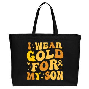 I Wear Gold For My Son Childhood Cancer Awareness Cotton Canvas Jumbo Tote