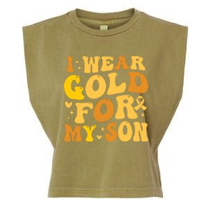 I Wear Gold For My Son Childhood Cancer Awareness Garment-Dyed Women's Muscle Tee