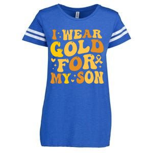 I Wear Gold For My Son Childhood Cancer Awareness Enza Ladies Jersey Football T-Shirt