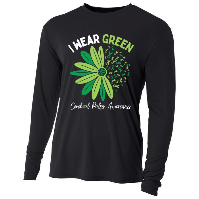 I Wear Green For My Daughter Cerebral Palsy Awareness Cooling Performance Long Sleeve Crew