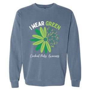 I Wear Green For My Daughter Cerebral Palsy Awareness Garment-Dyed Sweatshirt