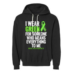 I Wear Green Ribbon Fight The Stigma Mental Health Awareness Garment-Dyed Fleece Hoodie