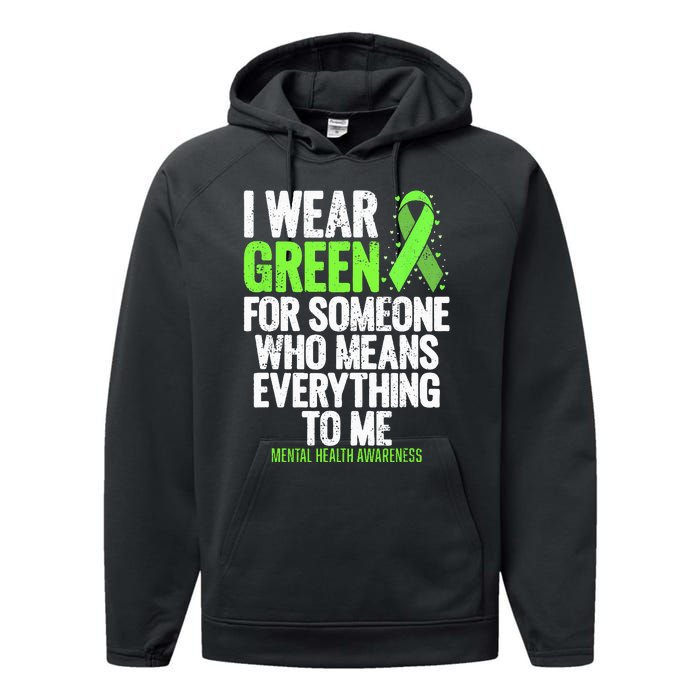 I Wear Green Ribbon Fight The Stigma Mental Health Awareness Performance Fleece Hoodie