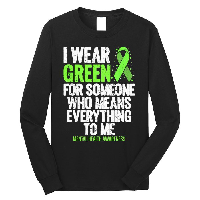 I Wear Green Ribbon Fight The Stigma Mental Health Awareness Long Sleeve Shirt