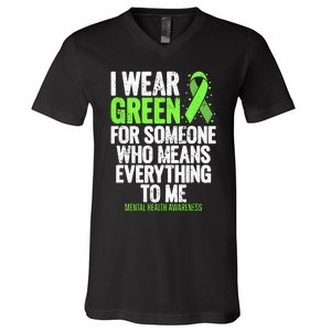 I Wear Green Ribbon Fight The Stigma Mental Health Awareness V-Neck T-Shirt