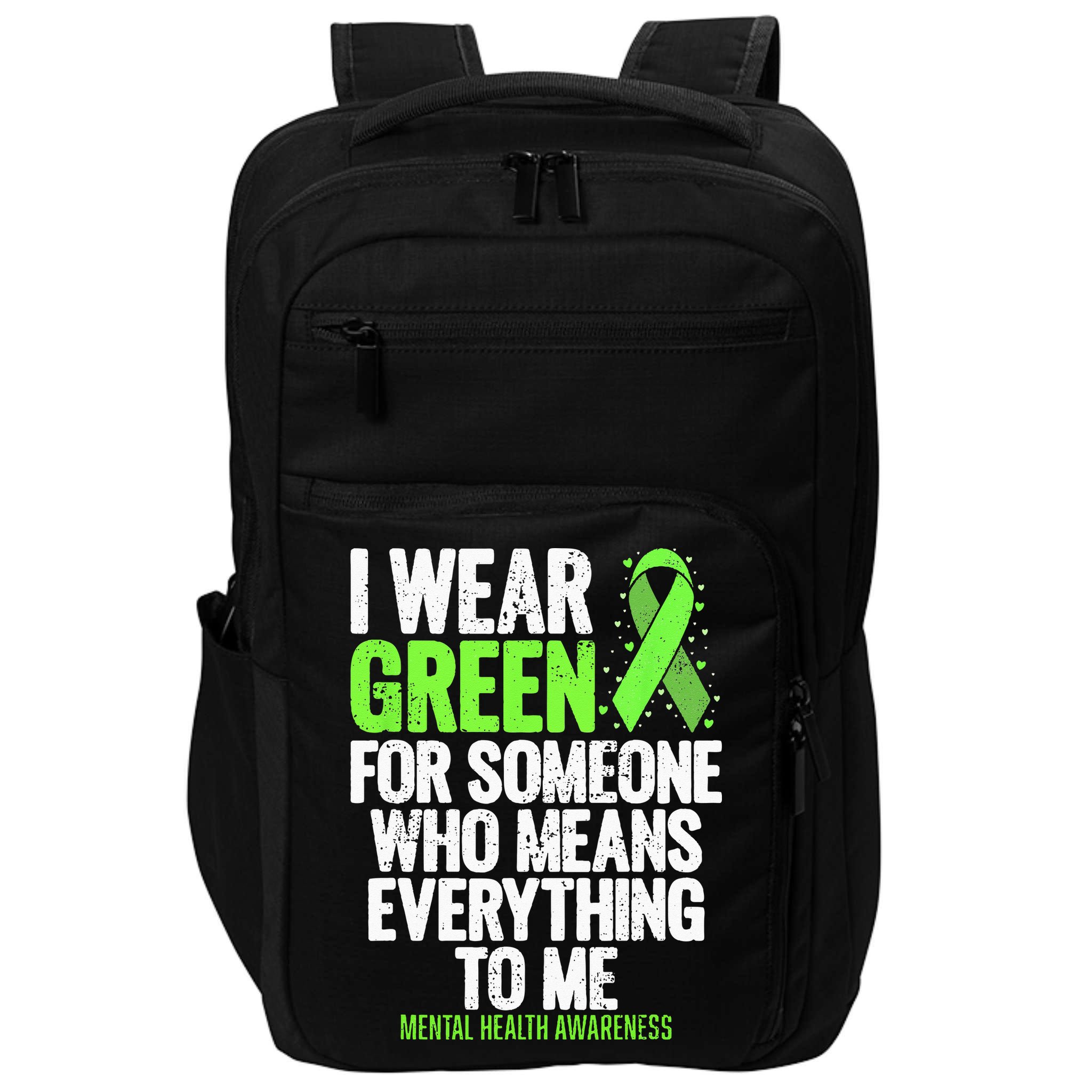 I Wear Green Ribbon Fight The Stigma Mental Health Awareness Impact Tech Backpack
