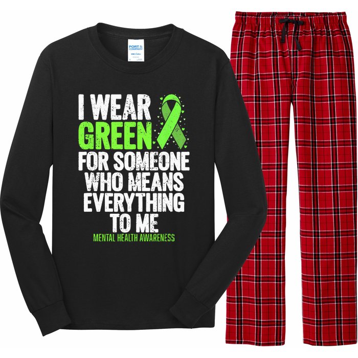 I Wear Green Ribbon Fight The Stigma Mental Health Awareness Long Sleeve Pajama Set