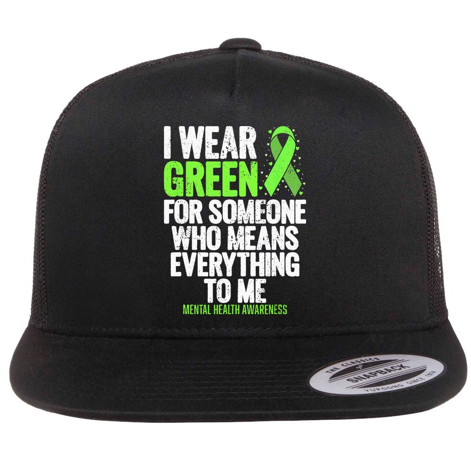 I Wear Green Ribbon Fight The Stigma Mental Health Awareness Flat Bill Trucker Hat