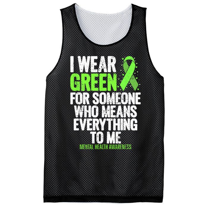 I Wear Green Ribbon Fight The Stigma Mental Health Awareness Mesh Reversible Basketball Jersey Tank