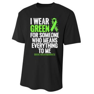 I Wear Green Ribbon Fight The Stigma Mental Health Awareness Performance Sprint T-Shirt