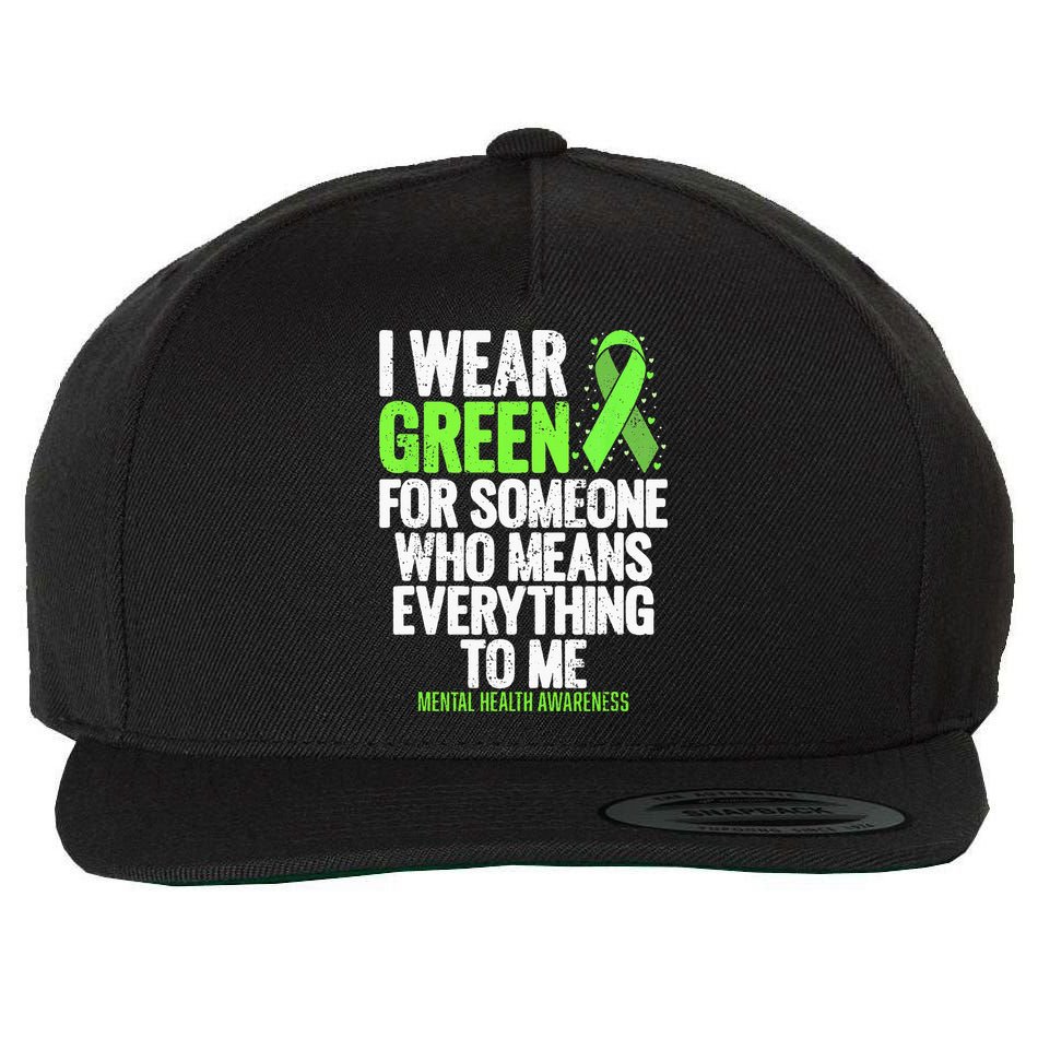 I Wear Green Ribbon Fight The Stigma Mental Health Awareness Wool Snapback Cap