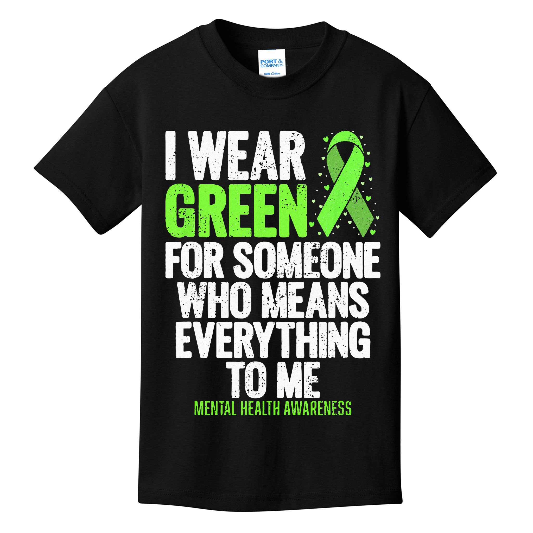 I Wear Green Ribbon Fight The Stigma Mental Health Awareness Kids T-Shirt