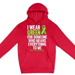 I Wear Green Ribbon Fight The Stigma Mental Health Awareness Premium Pullover Hoodie