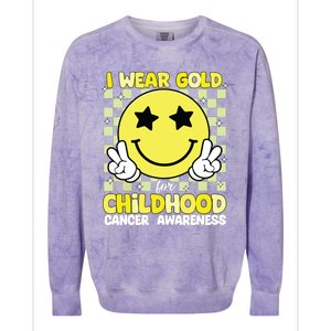 I Wear Gold For Childhood Cancer Awareness Colorblast Crewneck Sweatshirt