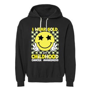 I Wear Gold For Childhood Cancer Awareness Garment-Dyed Fleece Hoodie