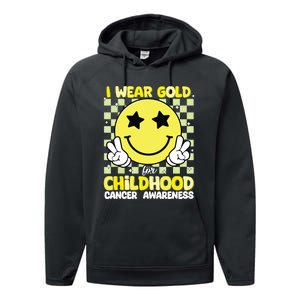 I Wear Gold For Childhood Cancer Awareness Performance Fleece Hoodie