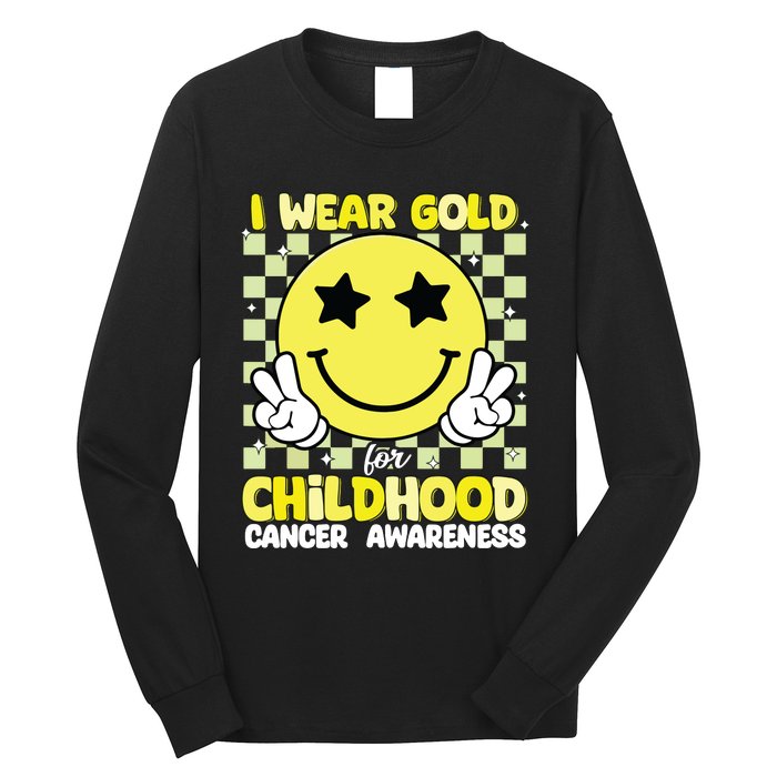 I Wear Gold For Childhood Cancer Awareness Long Sleeve Shirt