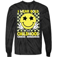 I Wear Gold For Childhood Cancer Awareness Tie-Dye Long Sleeve Shirt